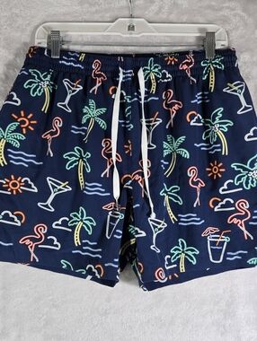 Chubbies The Neon Lights Lined Swim Trunks Mens Size XL Extra Large 5.5" Blue